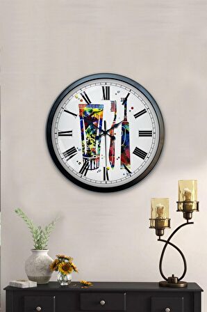 40 Cm Siyah Metal Diş Fırça Duvar Saati