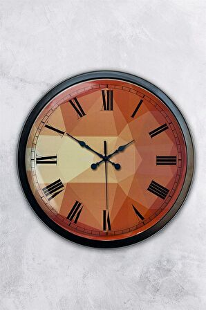 40 Cm Siyah Metal Desenli Duvar Saati