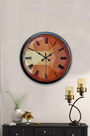 40 Cm Siyah Metal Desenli Duvar Saati