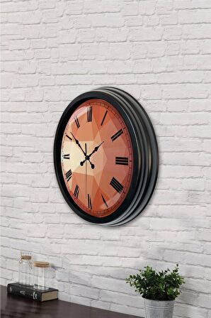40 Cm Siyah Metal Desenli Duvar Saati
