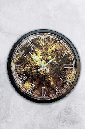 40 Cm Siyah Metal Desenli Duvar Saati