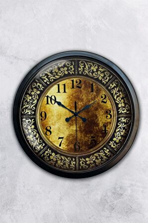 40 Cm Siyah Metal Desen Duvar Saati