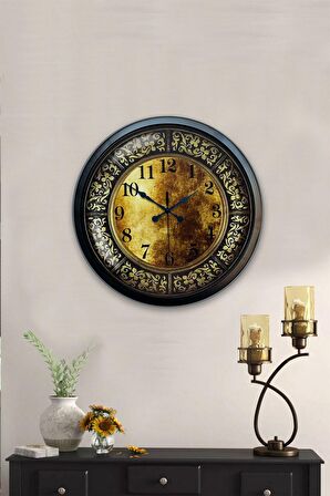 40 Cm Siyah Metal Desen Duvar Saati