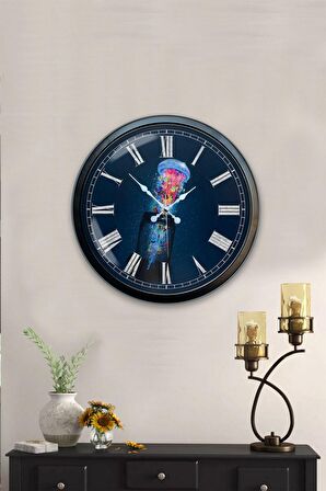 40 Cm Siyah Metal Deniz Duvar Saati