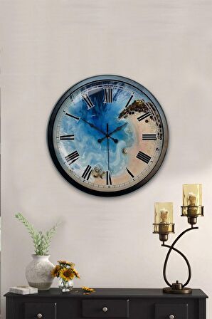 40 Cm Siyah Metal Deniz Duvar Saati