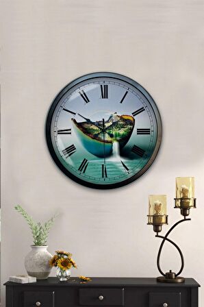 40 Cm Siyah Metal Deniz Duvar Saati