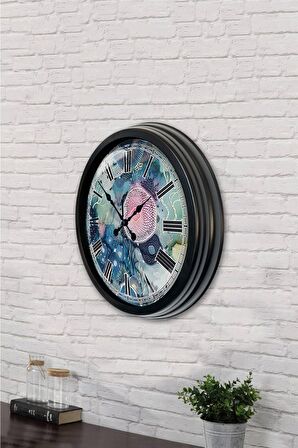 40 Cm Siyah Metal Deniz Duvar Saati