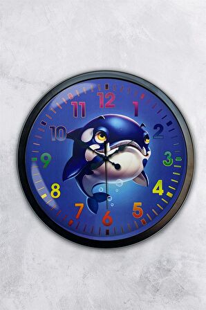 40 Cm Siyah Metal Deniz Çocuk Duvar Saati