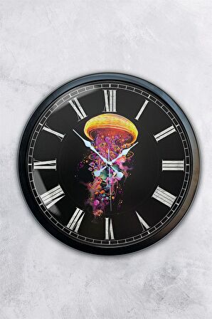 40 Cm Siyah Metal Deniz Anası Duvar Saati