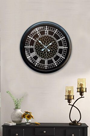 40 Cm Siyah Metal Dekoratif Duvar Saati