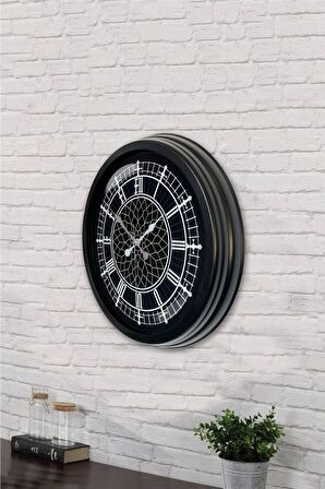 40 Cm Siyah Metal Dekoratif Duvar Saati