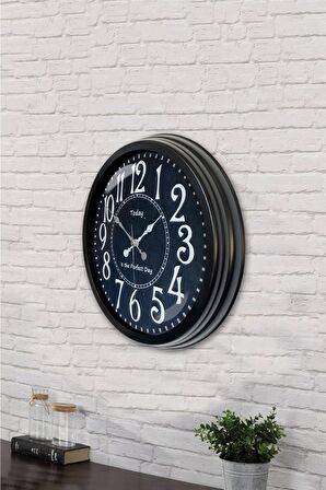 40 Cm Siyah Metal Dekoratif Duvar Saati