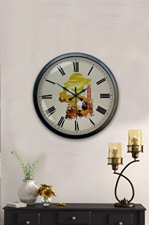 40 Cm Siyah Metal Dekoratif Duvar Saati