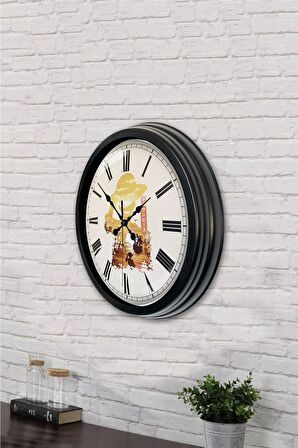 40 Cm Siyah Metal Dekoratif Duvar Saati