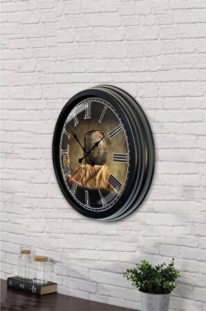 40 Cm Siyah Metal Dekoratif Duvar Saati