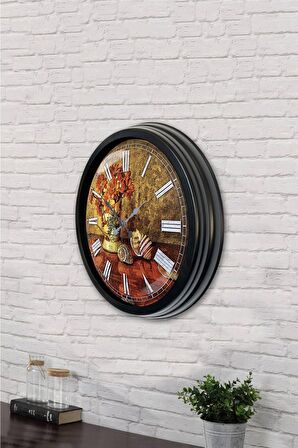 40 Cm Siyah Metal Dekoratif Duvar Saati