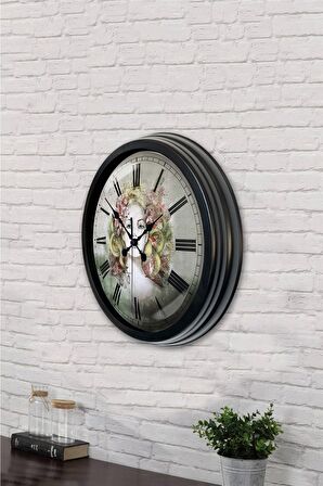 40 Cm Siyah Metal Dekoratif Duvar Saati