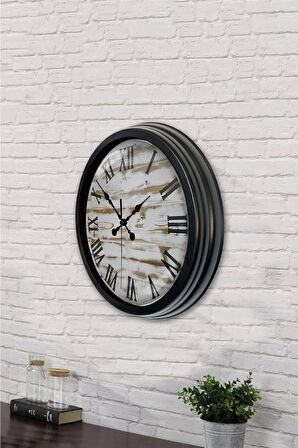 40 Cm Siyah Metal Dekoratif Duvar Saati