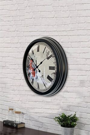 40 Cm Siyah Metal Dekoratif Duvar Saati