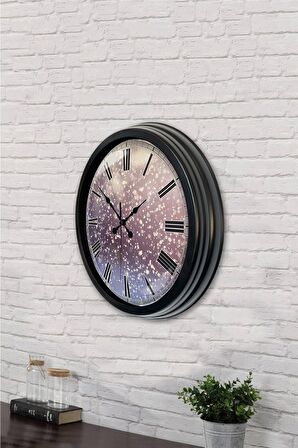 40 Cm Siyah Metal Dekoratif Duvar Saati
