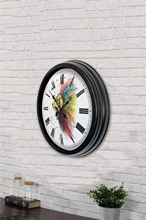 40 Cm Siyah Metal Dekoratif Duvar Saati