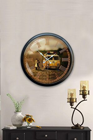 40 Cm Siyah Metal Dekoratif Duvar Saati