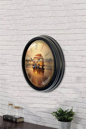 40 Cm Siyah Metal Dekoratif Duvar Saati