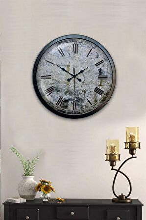 40 Cm Siyah Metal Decorative Duvar Saati