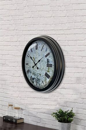 40 Cm Siyah Metal Decorative Duvar Saati