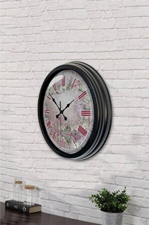 40 Cm Siyah Metal Decorative Duvar Saati
