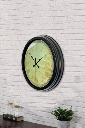 40 Cm Siyah Metal Decorative Duvar Saati
