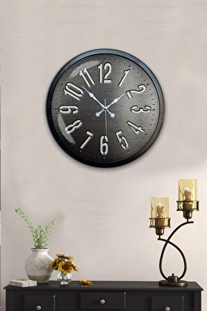 40 Cm Siyah Metal Decorative Duvar Saati