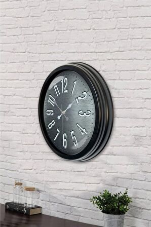 40 Cm Siyah Metal Decorative Duvar Saati