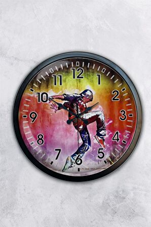 40 Cm Siyah Metal Dansçı Dekoratif Metal Duvar Saati