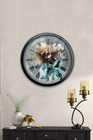 40 Cm Siyah Metal Dance Duvar Saati