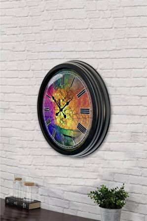 40 Cm Siyah Metal Color Duvar Saati