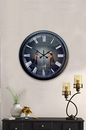 40 Cm Siyah Metal Çocuk Temalı Duvar Saati
