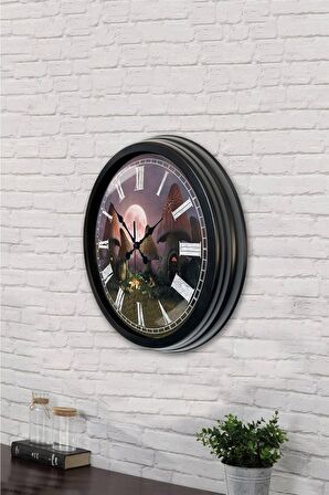 40 Cm Siyah Metal Çocuk Odası Duvar Saati