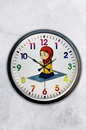40 Cm Siyah Metal Çocuk Odası Duvar Saati