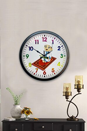 40 Cm Siyah Metal Çocuk Odası Duvar Saati
