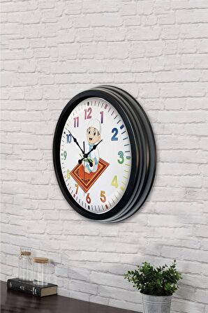 40 Cm Siyah Metal Çocuk Odası Duvar Saati