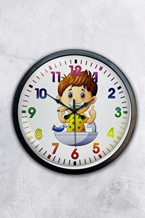 40 Cm Siyah Metal Çocuk Odası Duvar Saati