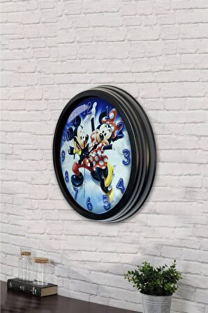 40 Cm Siyah Metal Çocuk Duvar Saati