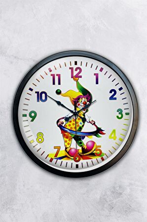 40 Cm Siyah Metal Çocuk Duvar Saati
