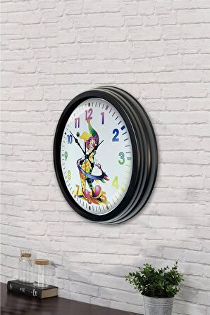 40 Cm Siyah Metal Çocuk Duvar Saati