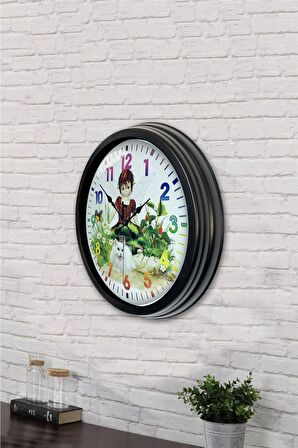 40 Cm Siyah Metal Çocuk Duvar Saati