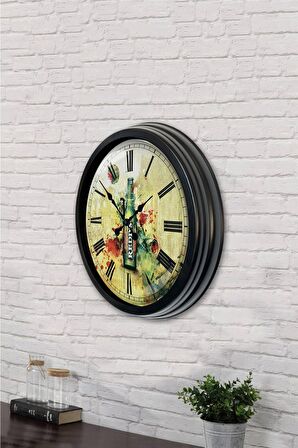40 Cm Siyah Metal Clup Duvar Saati