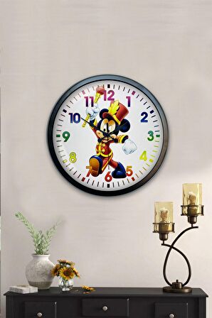 40 Cm Siyah Metal Çizgi Film Duvar Saati