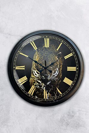 40 Cm Siyah Metal Çita Duvar Saati