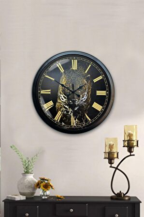 40 Cm Siyah Metal Çita Duvar Saati